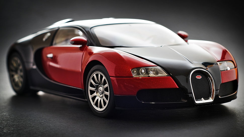 red and black convertible coupe, Bugatti Veyron, car HD wallpaper