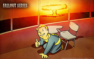 man kneeling near table clip art, Fallout, Fallout: New Vegas, Vault Boy HD wallpaper