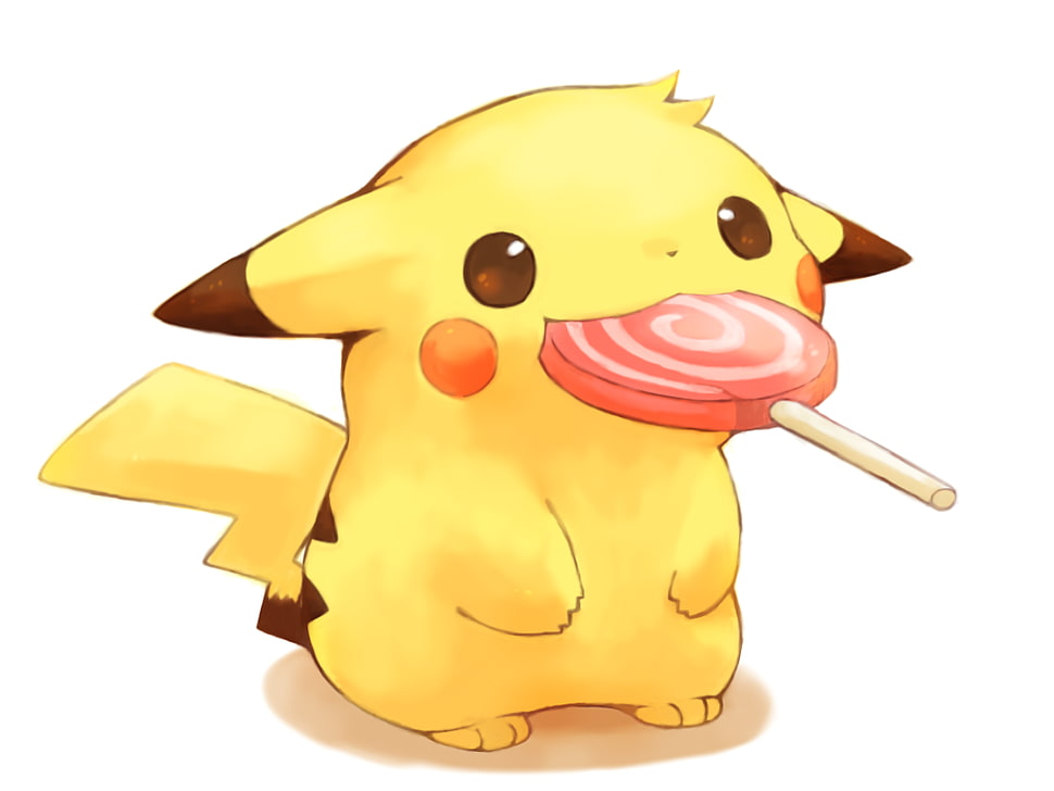 Pikachu eating lollipop HD wallpaper
