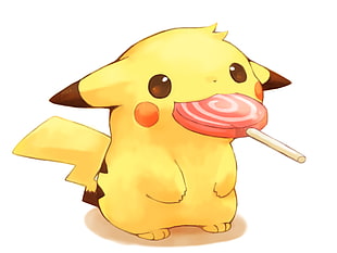Pikachu eating lollipop