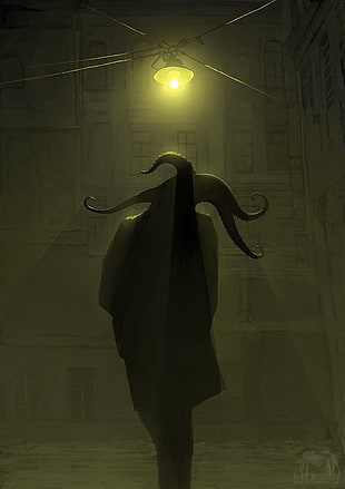 yellow light bulb, surreal, artwork, concept art, H. P. Lovecraft HD wallpaper