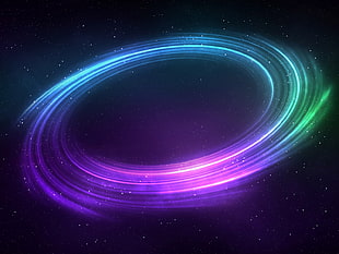 round purple and green illustration, space