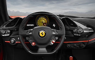black Ferrari car steering wheel
