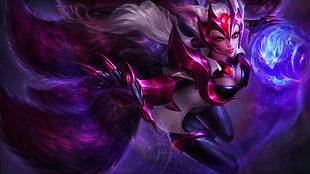female animated character wallpaper, League of Legends, Ahri HD wallpaper