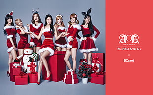 BC red Santa poster advertisement, AOA, Christmas, K-pop