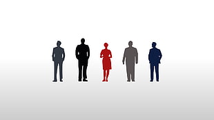 five person illustration, Mad Men, silhouette, minimalism