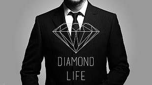 Diamond Life poster, suits, monochrome, men, diamonds