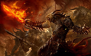 Minotaur warrior digital wallpaper, Guild Wars 2, Guild Wars, fantasy art, concept art