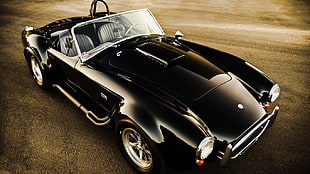 black convertible coupe, old car, Shelby, Shelby Cobra, car HD wallpaper