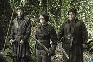 men's black and white dress shirt, Game of Thrones, Arya Stark, Maisie Williams