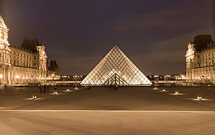 landmark, Louvre, Paris, France, long exposure