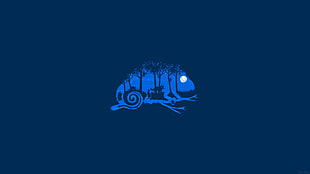 blue chameleon illustration, blue, animals, minimalism, digital art HD wallpaper