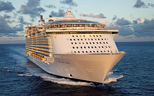 white cruise ship, cruise ship, vehicle, sea, ship HD wallpaper