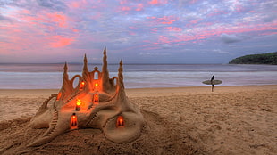 sand castle art, architecture, castle, nature, landscape
