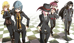five female anime HD wallpaper