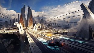 movie fan art illustration, futuristic city, futuristic, city