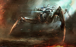 metal scorpion wallpaper, artwork, science fiction, robot
