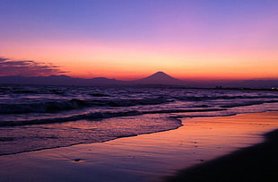 beach during sunset HD wallpaper