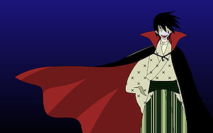 man wearing cape and kimono digital wallpaper