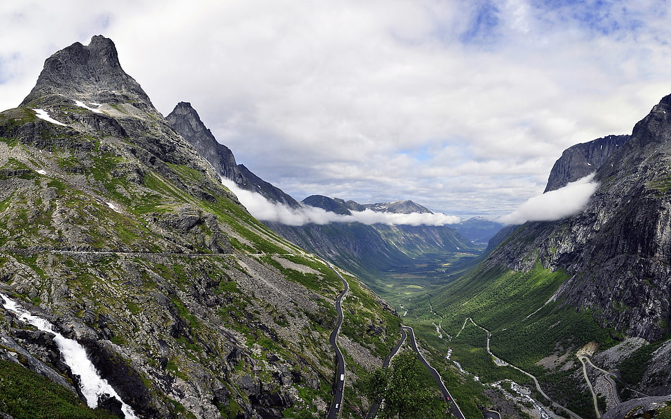 bird's eye view of valleys HD wallpaper