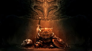 cat with armor and sword illustration
