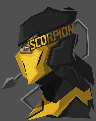 Mortal Kombat Scorpion, Scorpion (character), Mortal Kombat, gray background