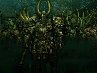 gold viking illustration, Warhammer 40,000, fantasy art HD wallpaper