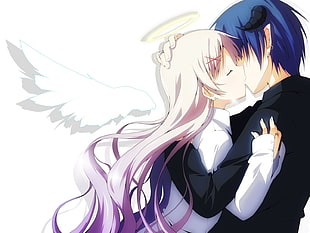 pink haired girl and blue haired boy anime characters