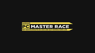 PC Master Race logo, PC gaming, text, minimalism