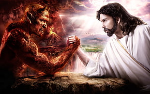 Jesus Christ and Lucifer illustration, Devil, Jesus Christ