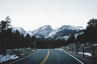gray asphalt road, Mountains, Road, Marking