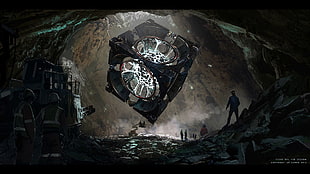 cube inside the cave digital wallpaper, video games, concept art, artwork, cube HD wallpaper