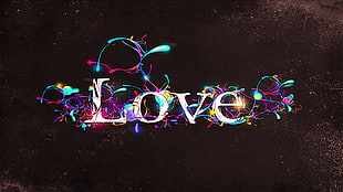 Love with string lights on black textile HD wallpaper