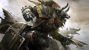 animal armored character game poster, video games, Guild Wars 2, artwork
