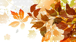 fall, leaves, artwork, plants