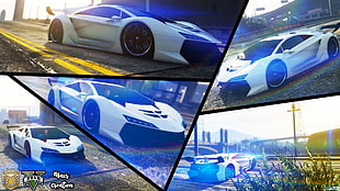 white supercar collage, Grand Theft Auto V, pegassi, zentorno, collage HD wallpaper