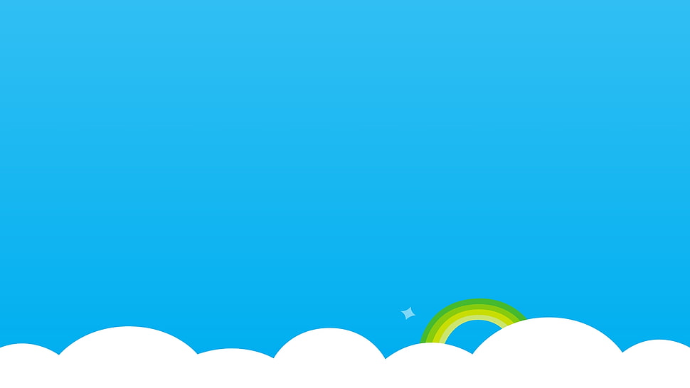 white clouds with rainbow clip art HD wallpaper