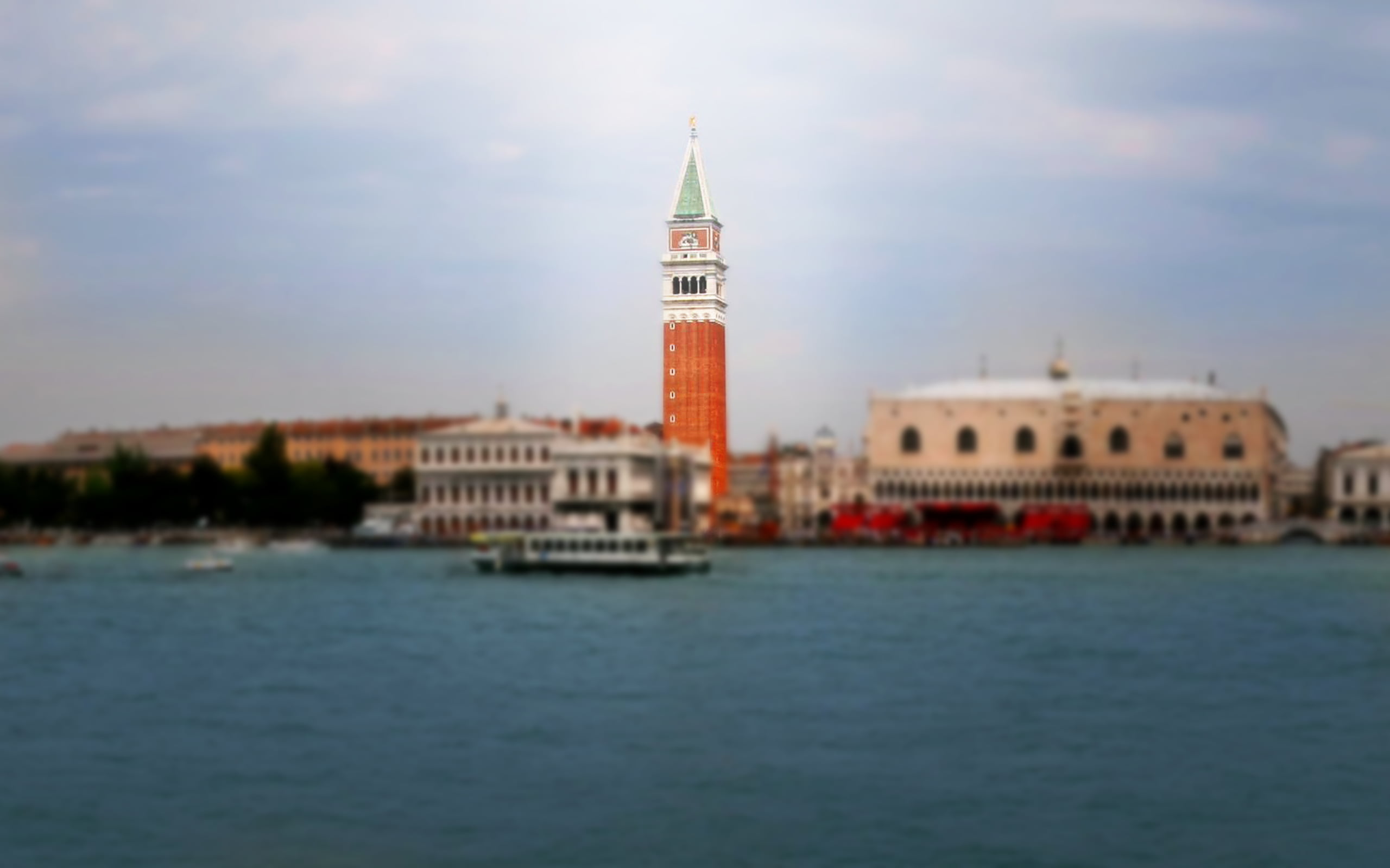 white and orange tower, Venice, Italy