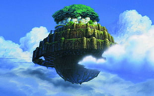 floating island digital wallpaper, anime, Studio Ghibli, Castle in the Sky, floating island