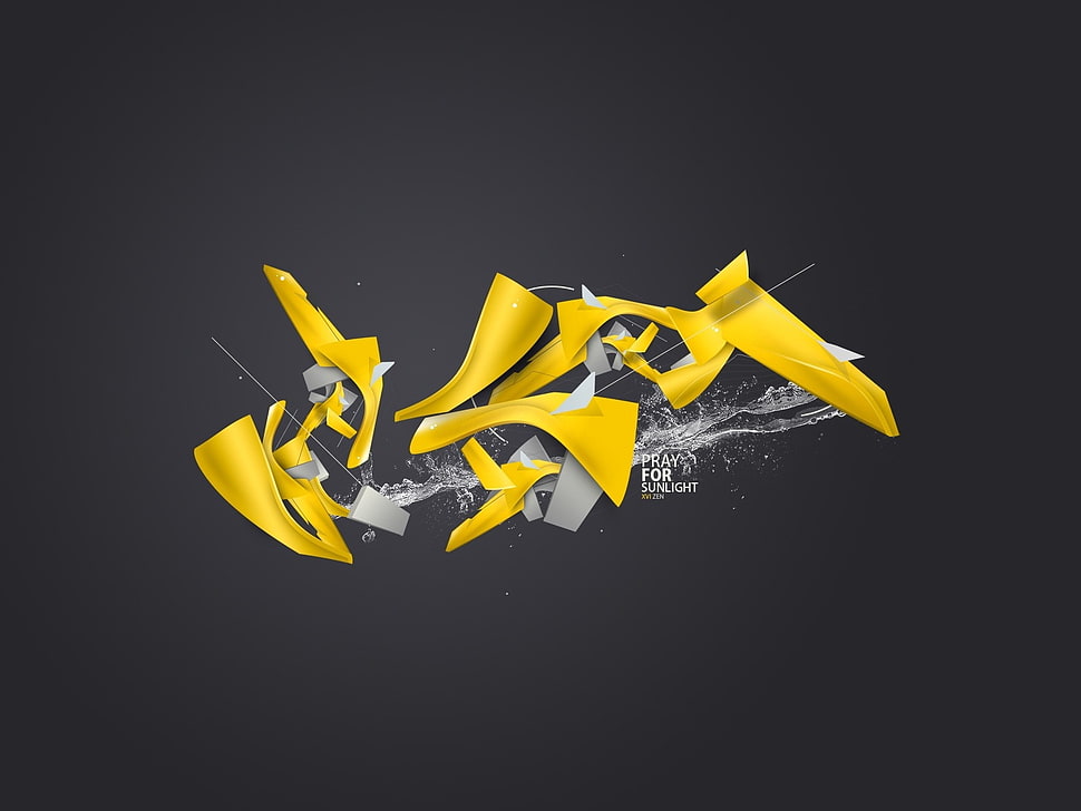 yellow and grey abstract painting HD wallpaper