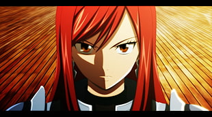 white and red abstract painting, anime, Fairy Tail, Scarlet Erza