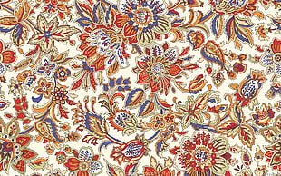 white and red floral illustration