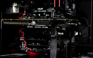 black EVGA Geforce GTX graphics card