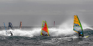 windsurfing board, sport , sea, sky, water HD wallpaper