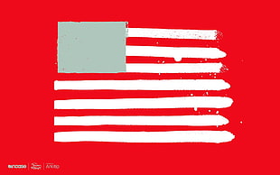 white, gray, and red flag painting, flag, artwork, abstract, red background