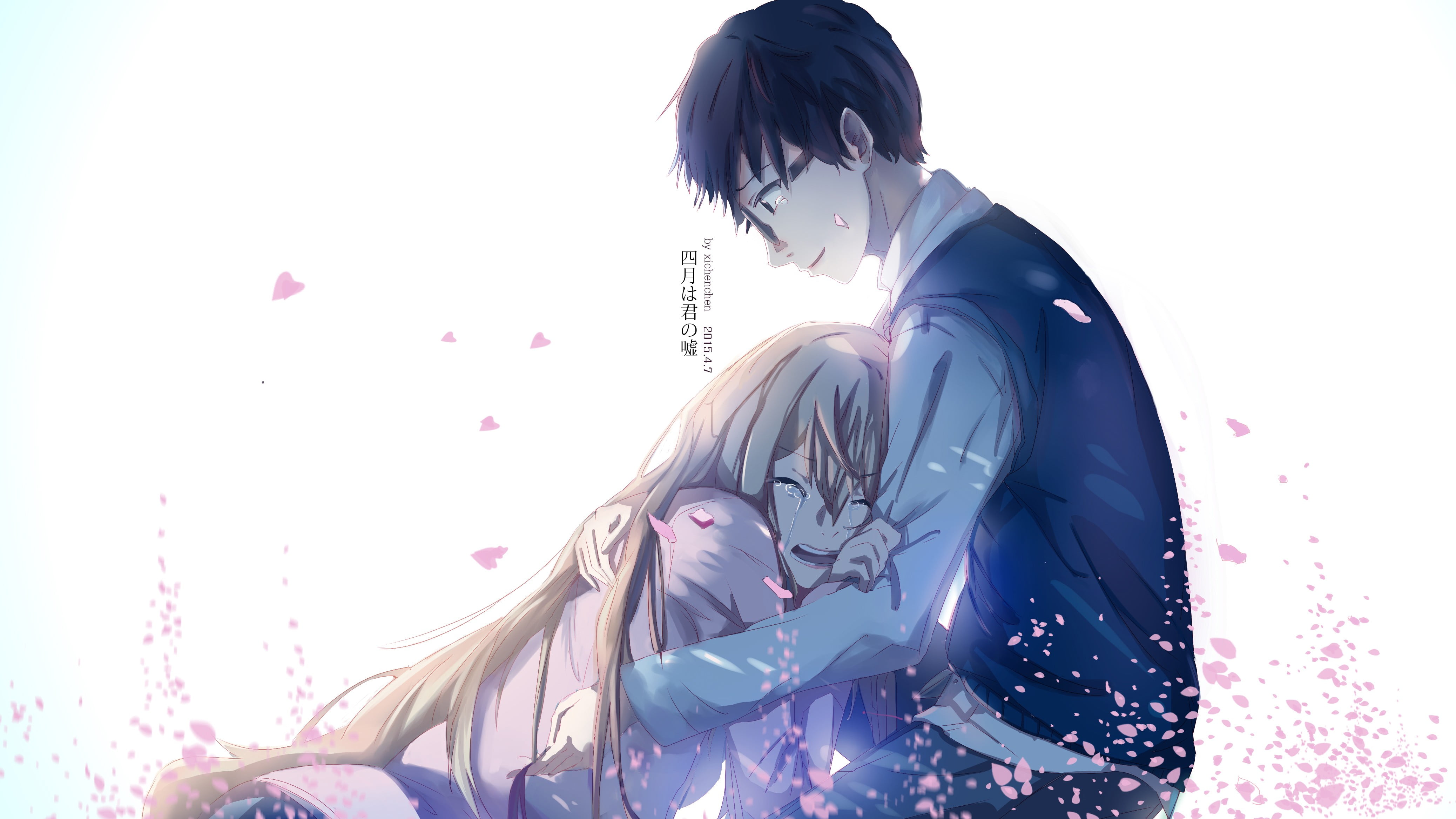 male and female anime character illustration, Shigatsu wa Kimi no Uso, Miyazono Kaori, Arima Kousei