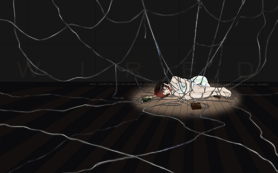 silver and gold-colored pendant necklace, Lain Iwakura, Serial Experiments Lain HD wallpaper