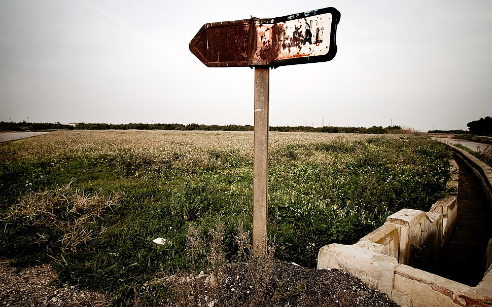 white rusty road signage HD wallpaper