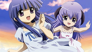two anime girl characters photo HD wallpaper