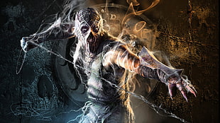 Mortal Kombat Scorpion digital wallpaper, Mortal Kombat, video games, digital art, warrior